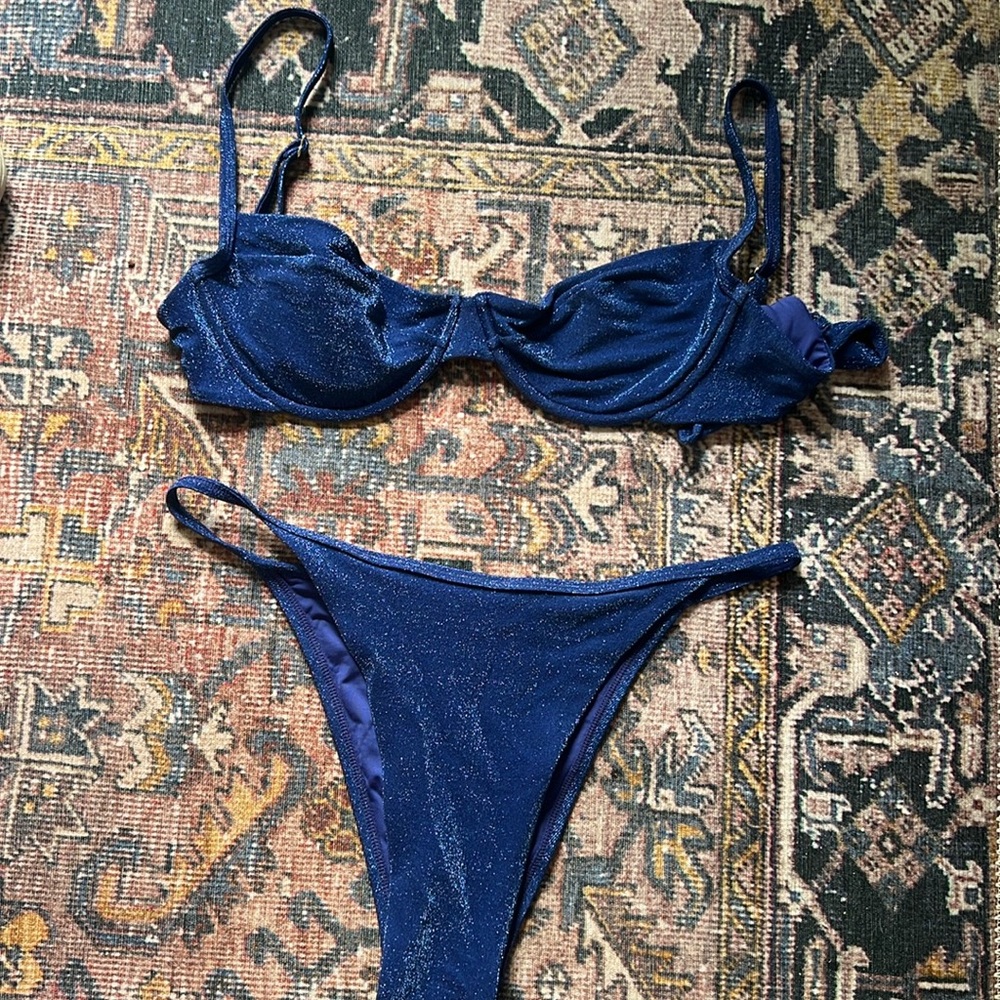 Monday Swimwear Navy Shimmer set